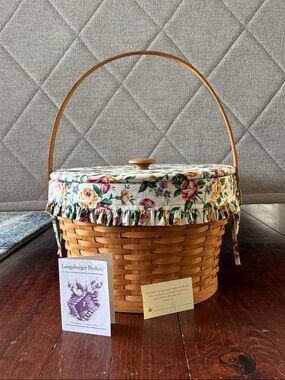 1995 Longaberger Hostess Floral Sewing Basket